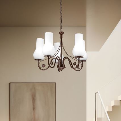 Brilagi - LED Hängeleuchte an Kette COTTAGE 5xE14/40W/230V braun/weiß