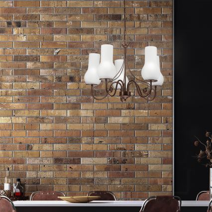 Brilagi - LED Hängeleuchte an Kette COTTAGE 5xE14/40W/230V braun/weiß