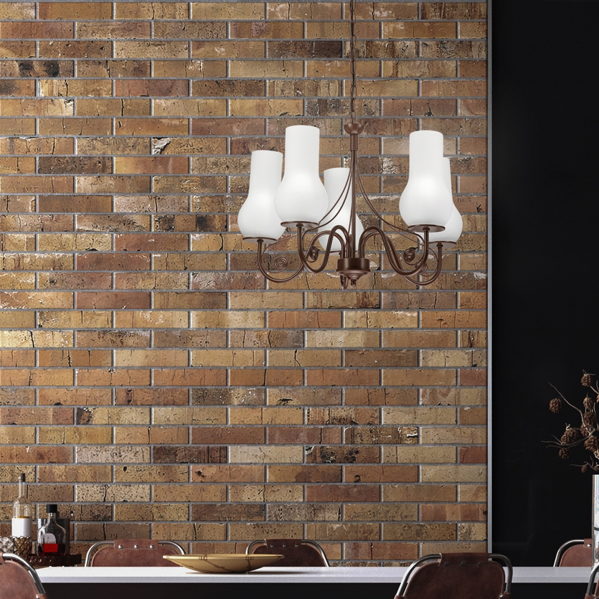 Brilagi - LED Hängeleuchte an Kette COTTAGE 5xE14/40W/230V braun/weiß