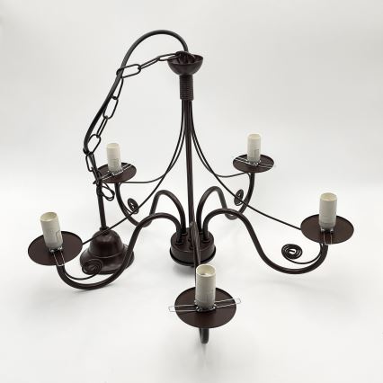 Brilagi - LED Hängeleuchte an Kette COTTAGE 5xE14/40W/230V braun/weiß