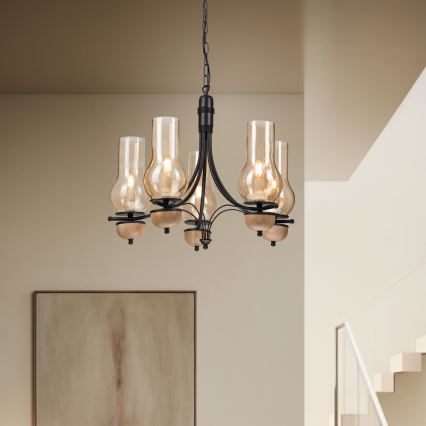 Brilagi - LED Hängeleuchte an Kette COTTAGE 5xE14/40W/230V Buche/braun