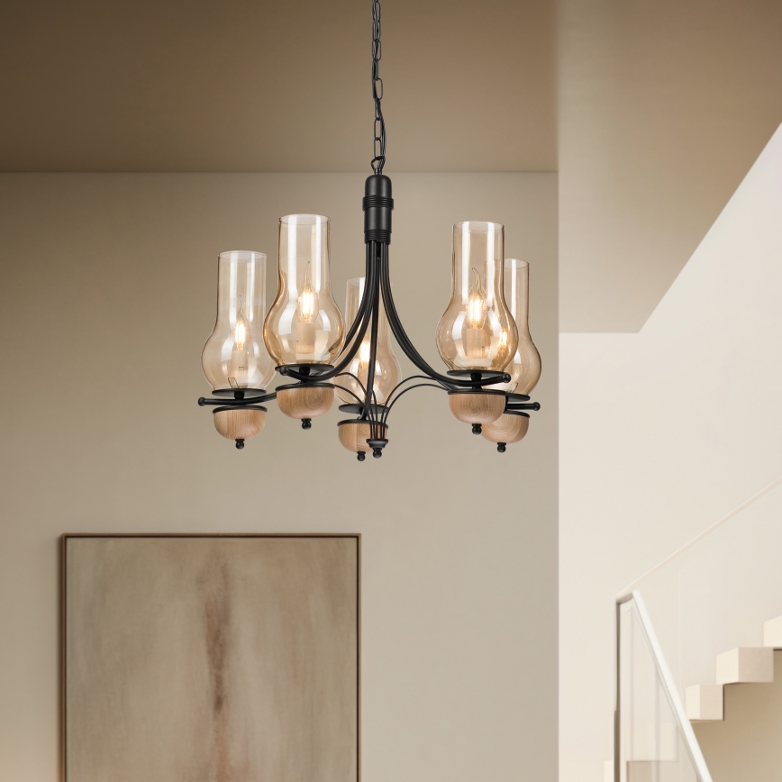 Brilagi - LED Hängeleuchte an Kette COTTAGE 5xE14/40W/230V Buche/braun