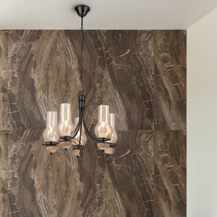 Brilagi - LED Hängeleuchte an Kette COTTAGE 5xE14/40W/230V Buche/braun