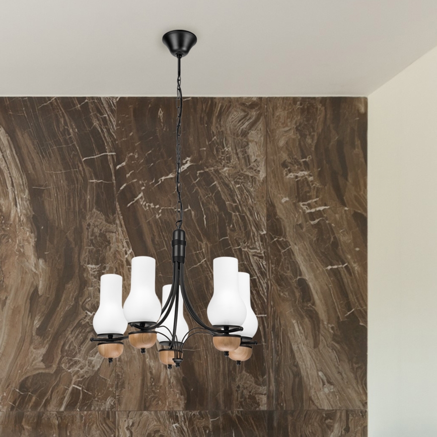 Brilagi - LED Hängeleuchte an Kette COTTAGE 5xE14/40W/230V Buche/weiß