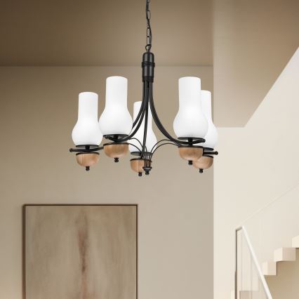 Brilagi - LED Hängeleuchte an Kette COTTAGE 5xE14/40W/230V Buche/weiß