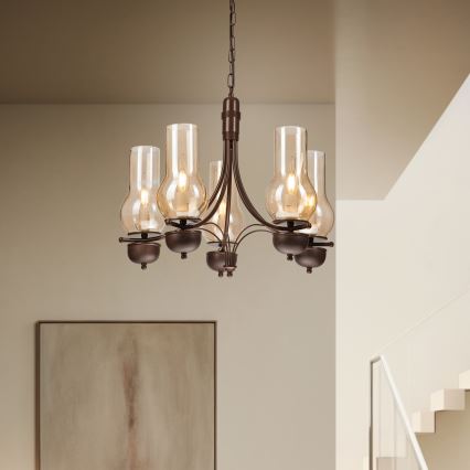 Brilagi - LED Hängeleuchte an Kette COTTAGE 5xE14/40W/230V Eiche/braun