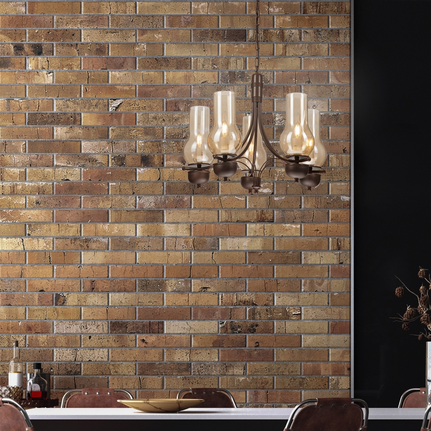 Brilagi - LED Hängeleuchte an Kette COTTAGE 5xE14/40W/230V Eiche/braun