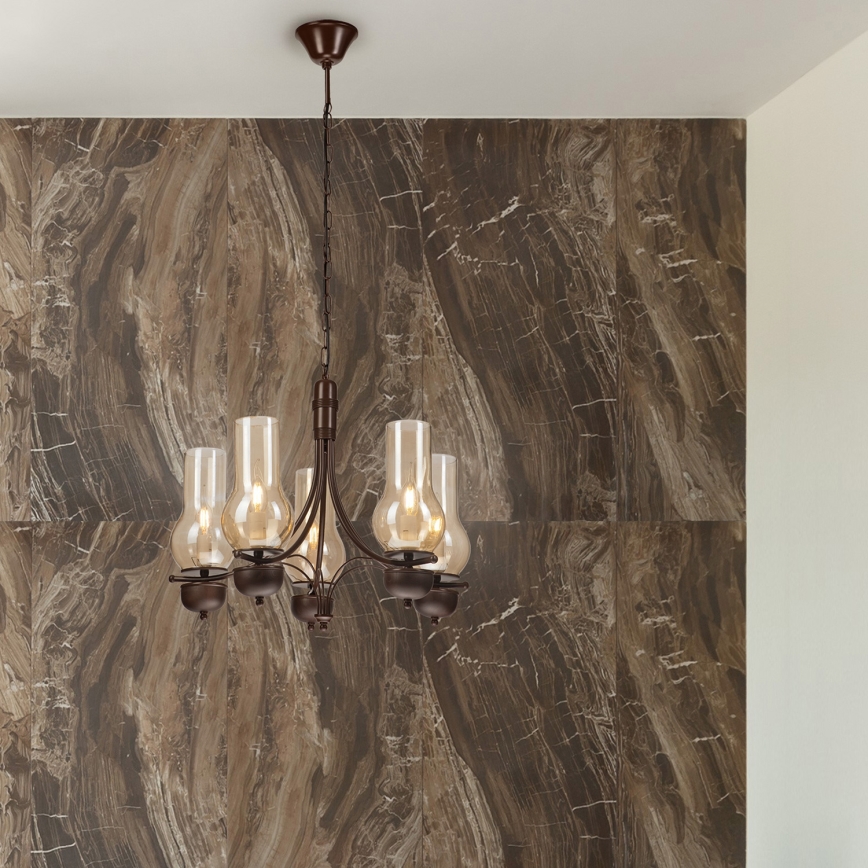 Brilagi - LED Hängeleuchte an Kette COTTAGE 5xE14/40W/230V Eiche/braun