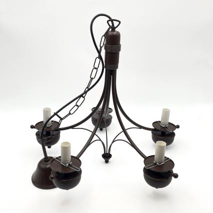 Brilagi - LED Hängeleuchte an Kette COTTAGE 5xE14/40W/230V Eiche/braun