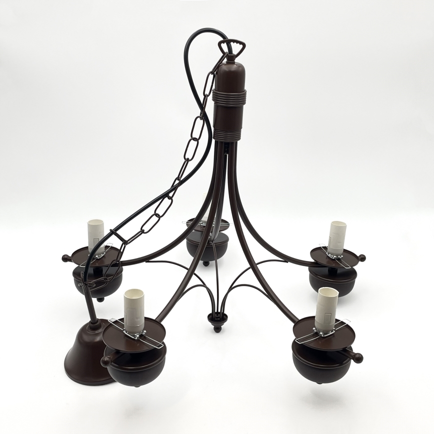 Brilagi - LED Hängeleuchte an Kette COTTAGE 5xE14/40W/230V Eiche/braun