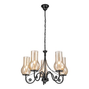 Brilagi - LED Hängeleuchte an Kette COTTAGE 5xE14/40W/230V schwarz/braun