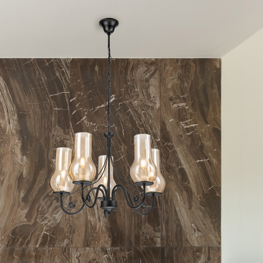 Brilagi - LED Hängeleuchte an Kette COTTAGE 5xE14/40W/230V schwarz/braun