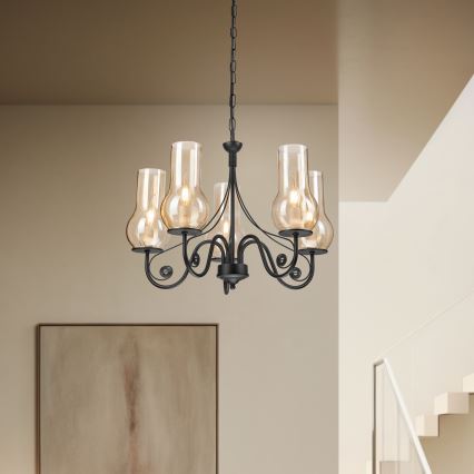 Brilagi - LED Hängeleuchte an Kette COTTAGE 5xE14/40W/230V schwarz/braun