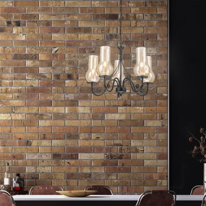 Brilagi - LED Hängeleuchte an Kette COTTAGE 5xE14/40W/230V schwarz/braun