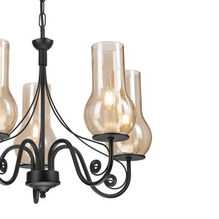 Brilagi - LED Hängeleuchte an Kette COTTAGE 5xE14/40W/230V schwarz/braun