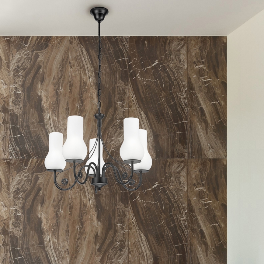 Brilagi - LED Hängeleuchte an Kette COTTAGE 5xE14/40W/230V schwarz/weiß