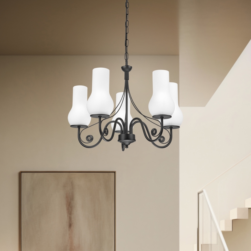 Brilagi - LED Hängeleuchte an Kette COTTAGE 5xE14/40W/230V schwarz/weiß