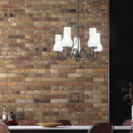 Brilagi - LED Hängeleuchte an Kette COTTAGE 5xE14/40W/230V schwarz/weiß