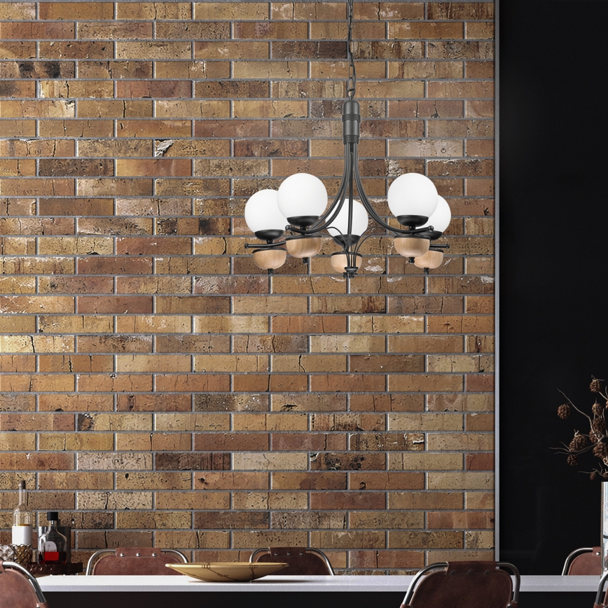 Brilagi - LED Hängeleuchte an Kette COTTAGE 5xG9/40W/230V Buche/weiß