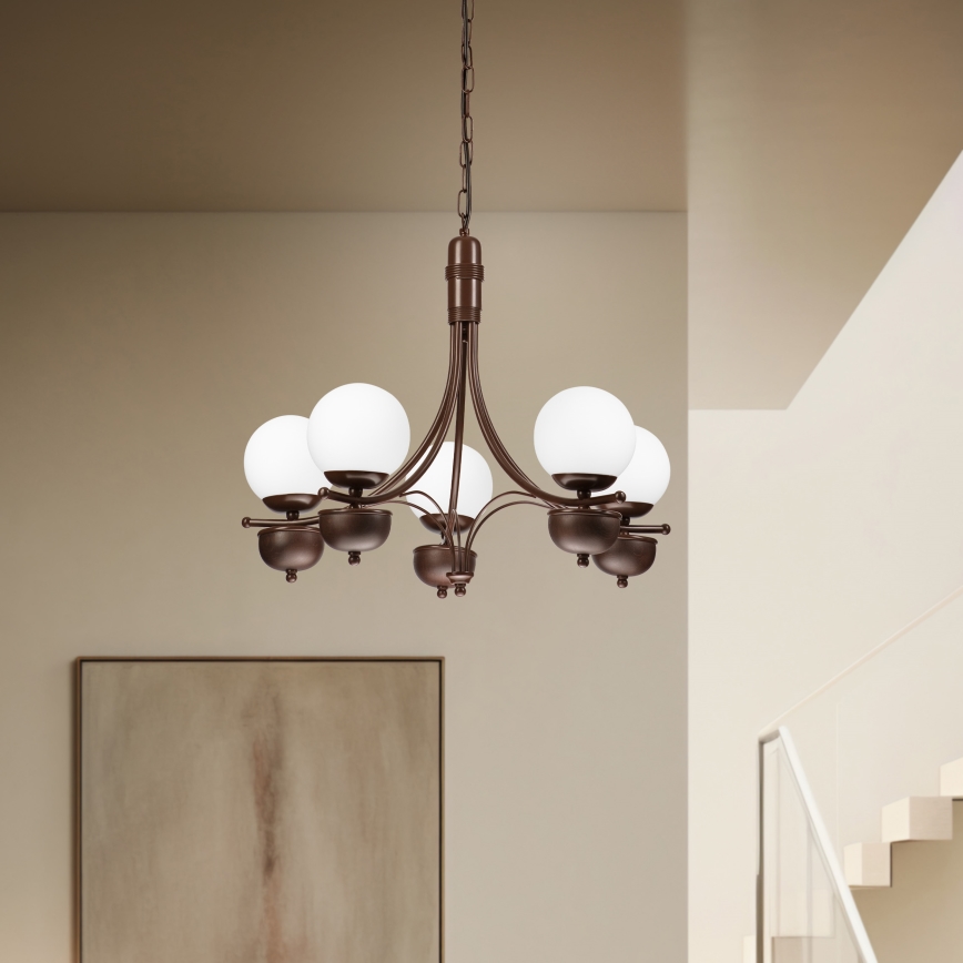 Brilagi - LED Hängeleuchte an Kette COTTAGE 5xG9/40W/230V Eiche/weiß