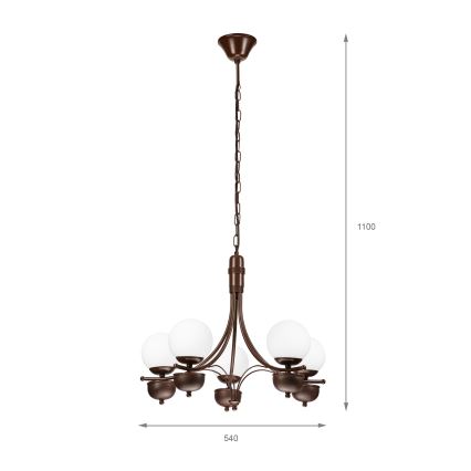 Brilagi - LED Hängeleuchte an Kette COTTAGE 5xG9/40W/230V Eiche/weiß