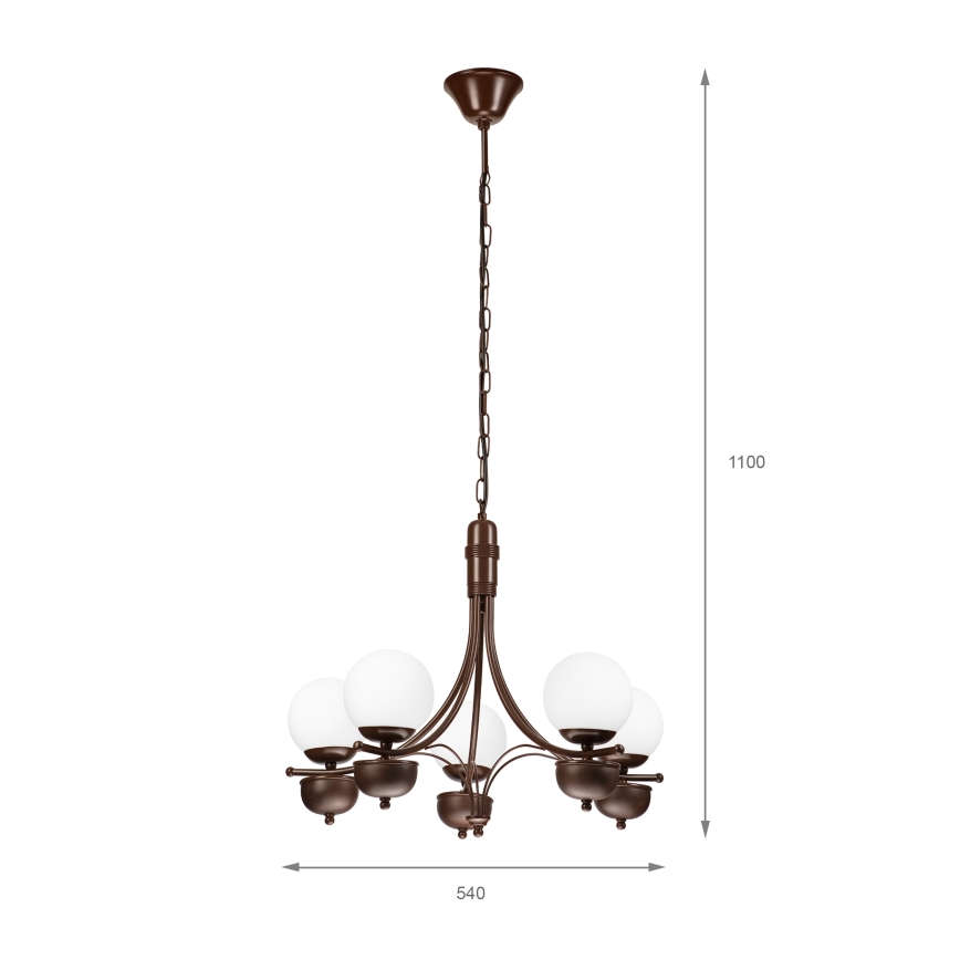 Brilagi - LED Hängeleuchte an Kette COTTAGE 5xG9/40W/230V Eiche/weiß