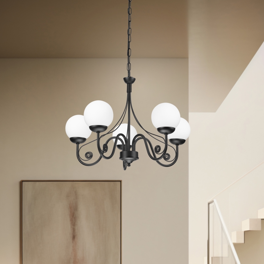 Brilagi - LED Hängeleuchte an Kette COTTAGE 5xG9/40W/230V schwarz/weiß