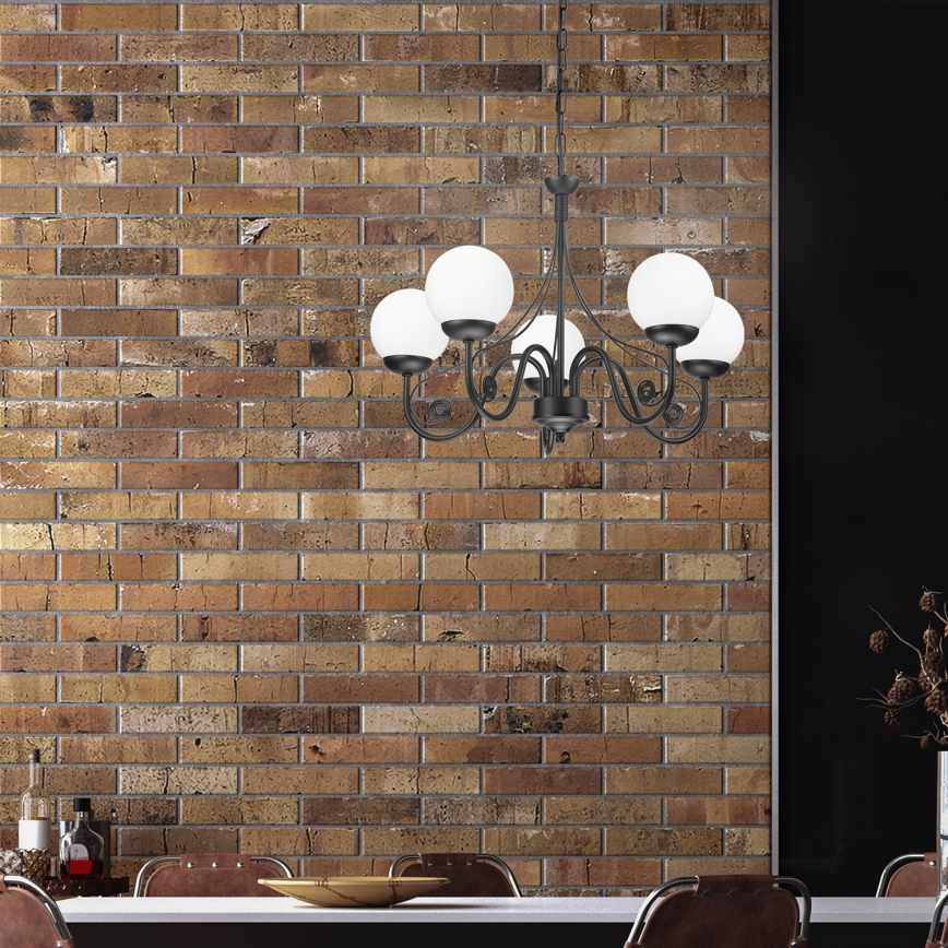 Brilagi - LED Hängeleuchte an Kette COTTAGE 5xG9/40W/230V schwarz/weiß