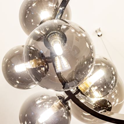 Brilagi - LED-Hängeleuchte an Stahlseil MILLA 15xG9/3W/230V Schwarz-Chrom/Rauchglas