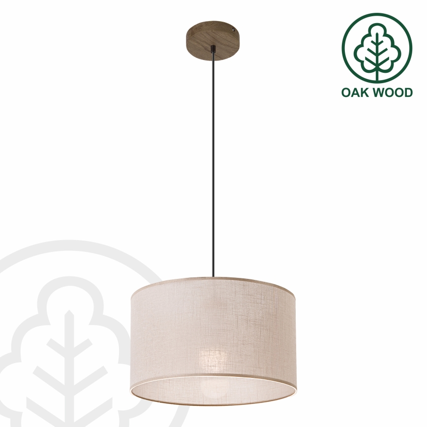 Brilagi - LED Hängeleuchte an Seil ANTHONY 1xE27/60W/230V Eiche Nussbaum/Beige