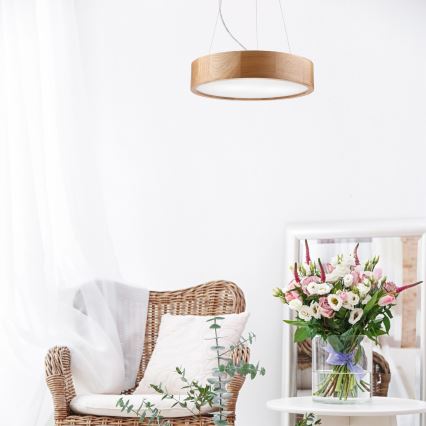 Brilagi - LED Kronleuchter an Seil CARVALHO 2xE27/60W/230V Eiche Ø 37 cm