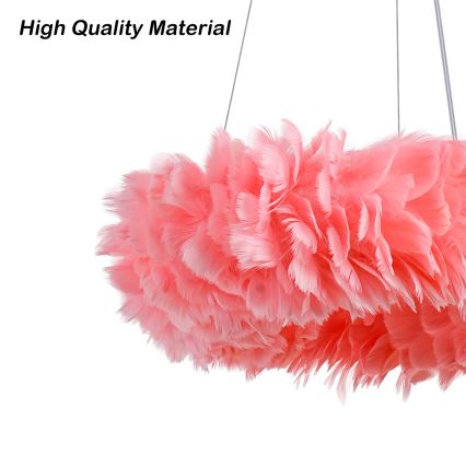 BRILAGI - LED-Hängeleuchte FEATHER mit Kabelaufhängung, 3x E27/40W/230V + 3x LED/3W, Ø 50 cm, rosa