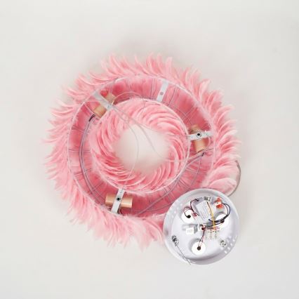 BRILAGI - LED-Hängeleuchte FEATHER mit Kabelaufhängung, 3x E27/40W/230V + 3x LED/3W, Ø 50 cm, rosa