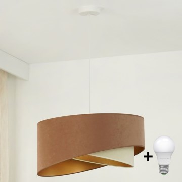 Brilagi - LED-Hängeleuchte LYRA 1xE27/15W/230V braun/cremefarben/golden