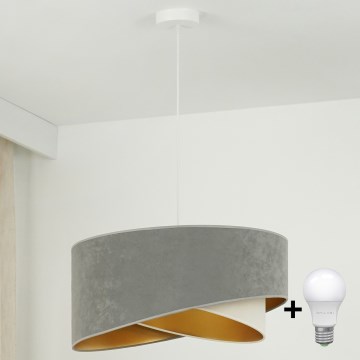 Brilagi - LED-Hängeleuchte LYRA 1xE27/15W/230V grau/cremefarben/golden