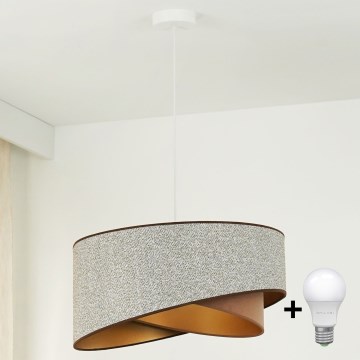 Brilagi - LED-Hängeleuchte LYRA 1xE27/15W/230V grau/cremefarben/golden