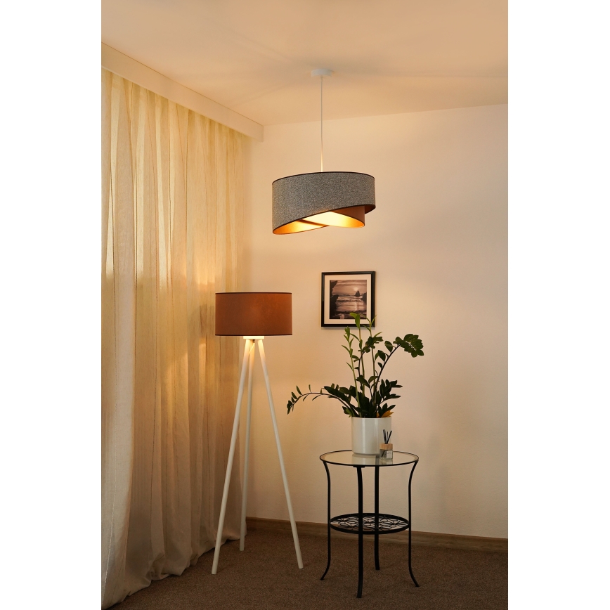 Brilagi - LED-Hängeleuchte LYRA 1xE27/15W/230V grau/cremefarben/golden