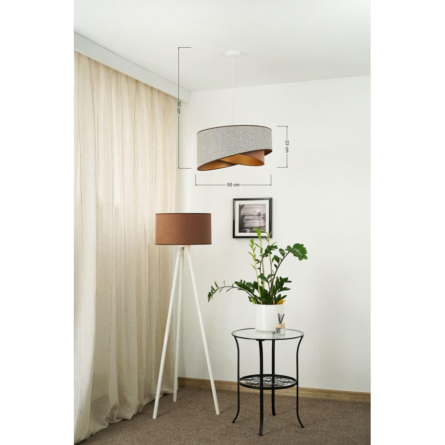 Brilagi - LED-Hängeleuchte LYRA 1xE27/15W/230V grau/cremefarben/golden