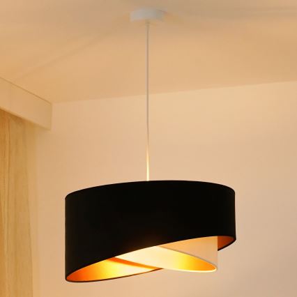 Brilagi - LED-Hängeleuchte LYRA 1xE27/15W/230V schwarz/cremefarben/golden