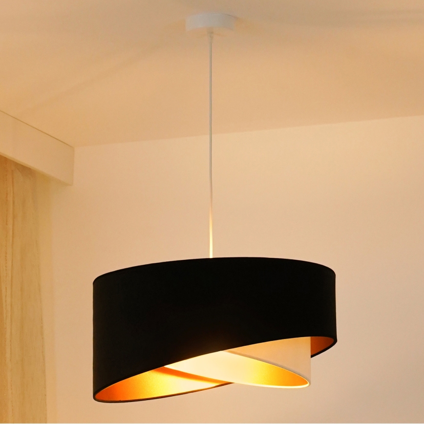Brilagi - LED-Hängeleuchte LYRA 1xE27/15W/230V schwarz/cremefarben/golden