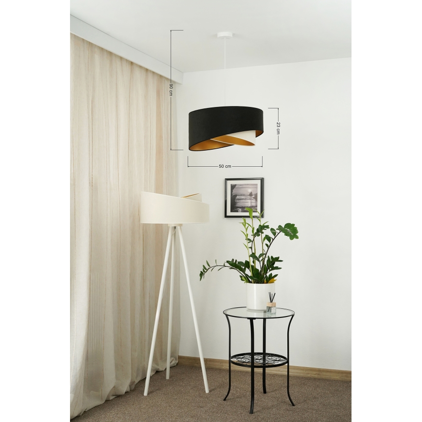 Brilagi - LED-Hängeleuchte LYRA 1xE27/15W/230V schwarz/cremefarben/golden