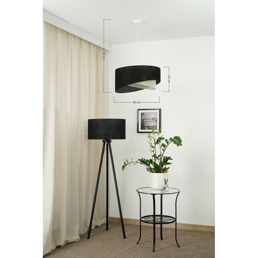 Brilagi - LED-Hängeleuchte LYRA 1xE27/15W/230V schwarz/cremefarben