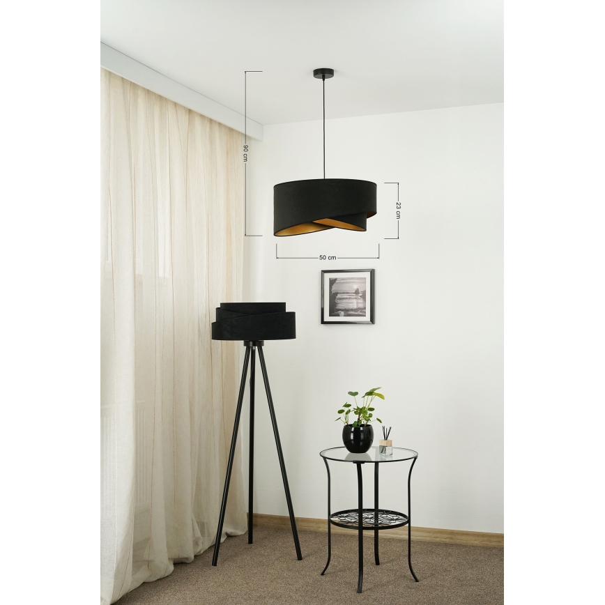 Brilagi - LED-Hängeleuchte LYRA 1xE27/15W/230V schwarz/golden
