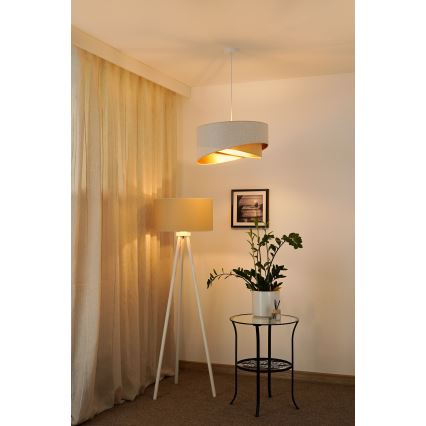 Brilagi - LED-Hängeleuchte LYRA 1xE27/15W/230V weiß/beige/golden