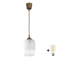 BRILAGI - LED-Hängeleuchte mit Kabel RETRO GLASS 1x E27/60W/230V Ø 14 cm braun/weiß