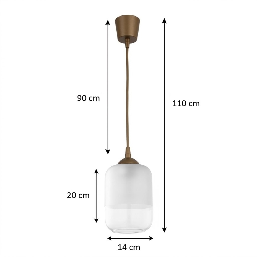 BRILAGI - LED-Hängeleuchte mit Kabel RETRO GLASS 1x E27/60W/230V Ø 14 cm braun/weiß