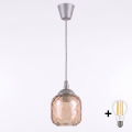 BRILAGI - LED-Hängeleuchte mit Kabel RETRO GLASS 1xE27/60W/230V Ø 14 cm silber/rauchbraun