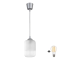BRILAGI - LED-Hängeleuchte mit Kabel RETRO GLASS 1xE27/60W/230V Ø 14 cm silber/weiß