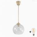 BRILAGI - LED-Hängeleuchte mit Kabel RETRO GLASS 1xE27/60W/230V Ø 25 cm beige/klar