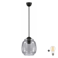 BRILAGI - LED Hängeleuchte mit Kabel RETRO GLASS 1xE27/60W/230V Ø 26 cm schwarz/rauchgrau